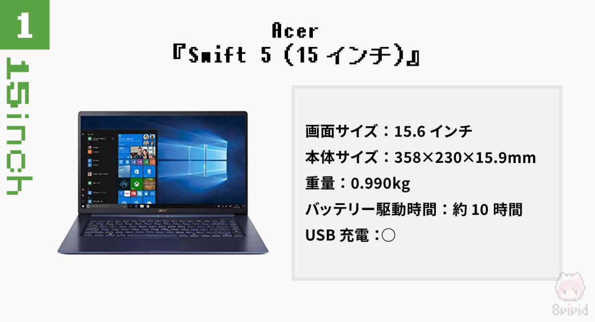【15インチ｜1】Acer『Swift 5（15インチ）』