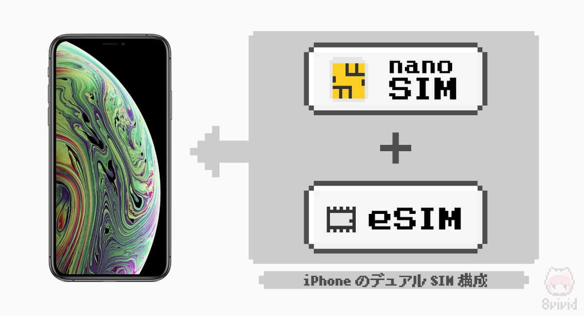 日本版iPhoneはnanoSIMとeSIMというデュアルSIM。