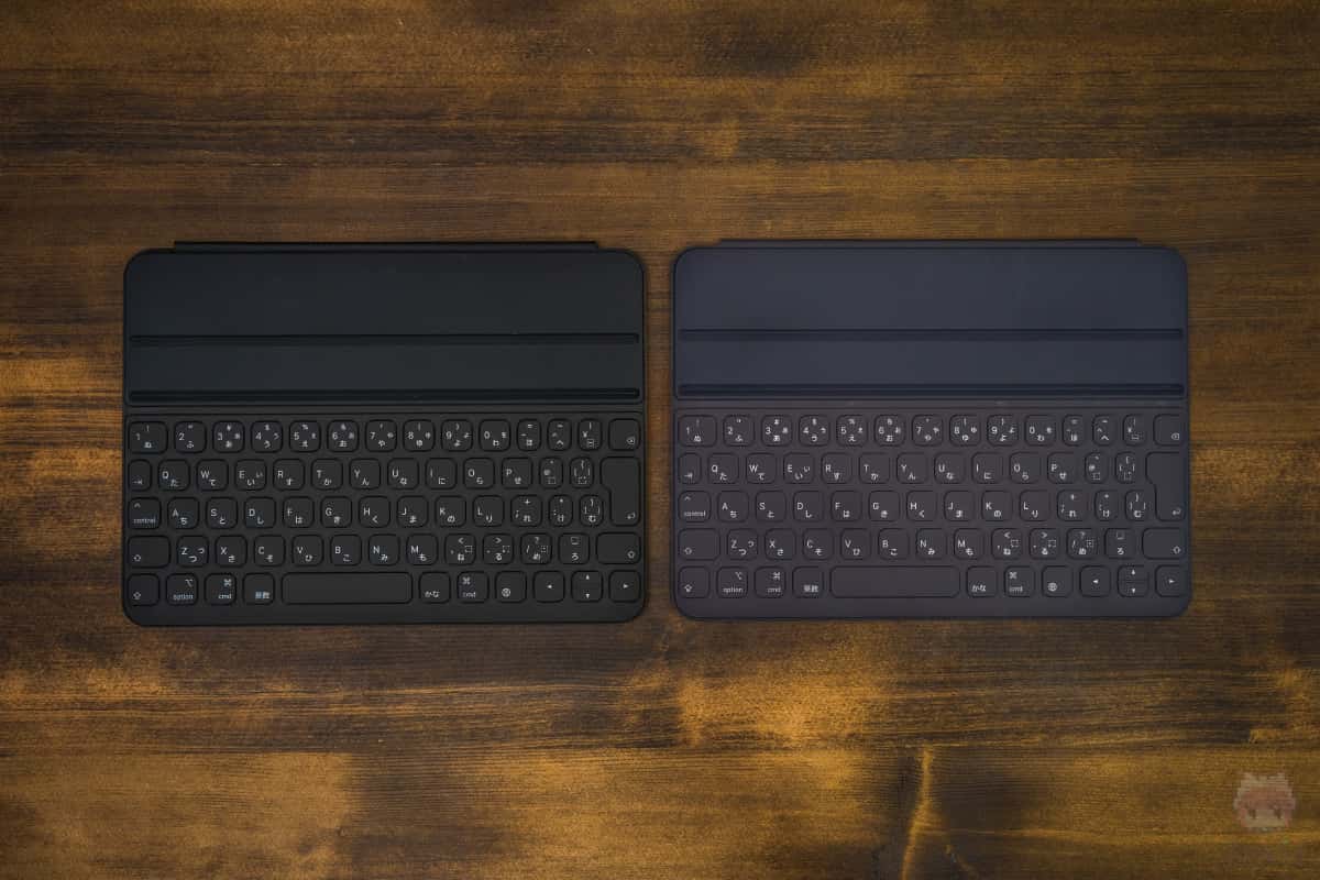 左：新型Smart Keyboard Folio 右：旧型Smart Keyboard Folio