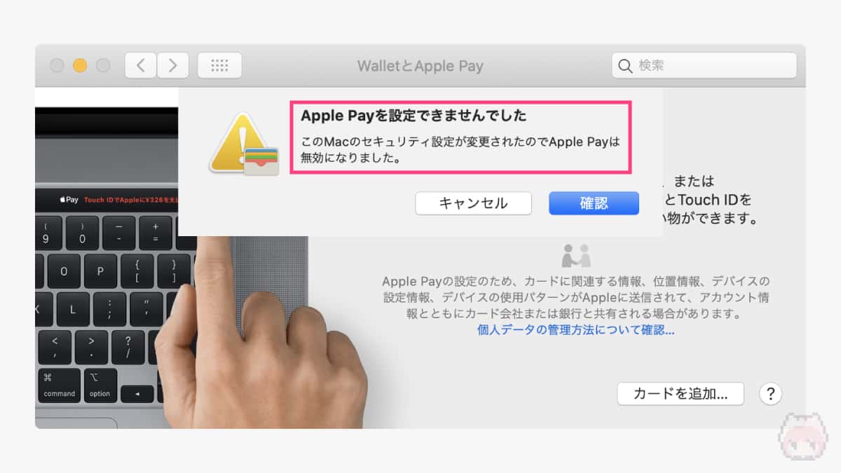 Apple Payにクレジットカードを登録することもできなくなった。