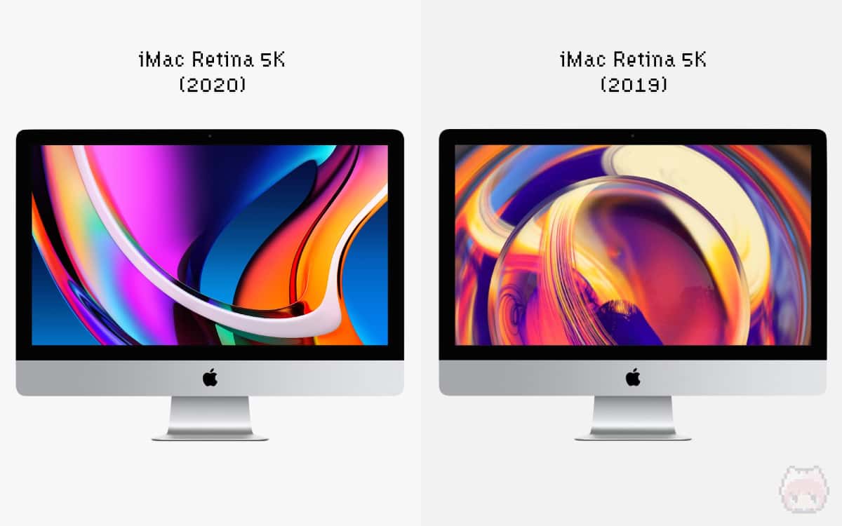 左：iMac Retina 5K（2020） 右：iMac Retina 5K（2019）