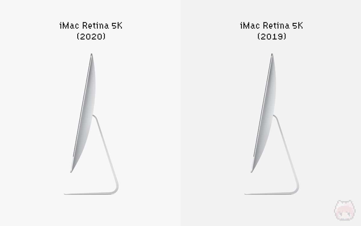 左：iMac Retina 5K（2020） 右：iMac Retina 5K（2019）